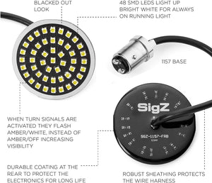 RRI SigZ Front LED 1157 Turn Signals - Running Lights for Flat Style Housings - Black Label Special Edition